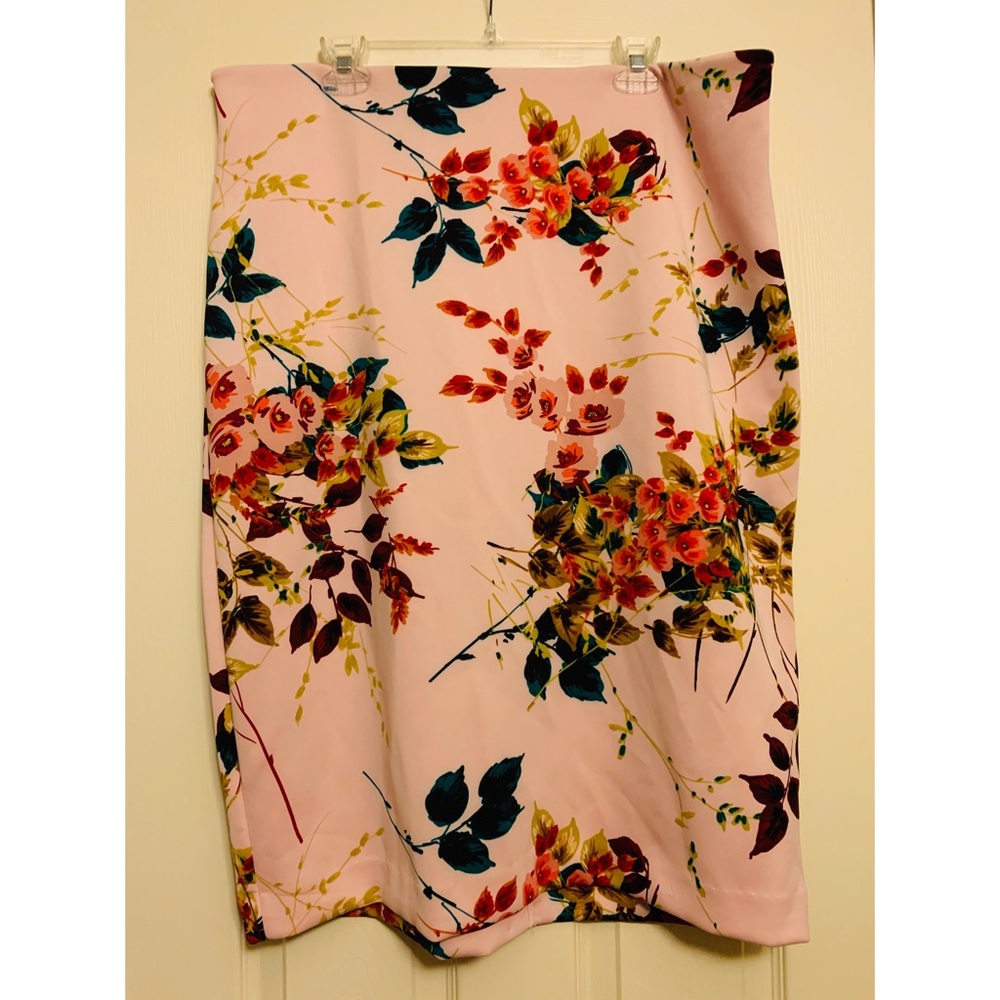 Pink Floral Midi Skirt